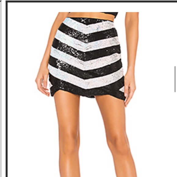 REVOLVE Dresses & Skirts - black and whit sequin skirt worn once